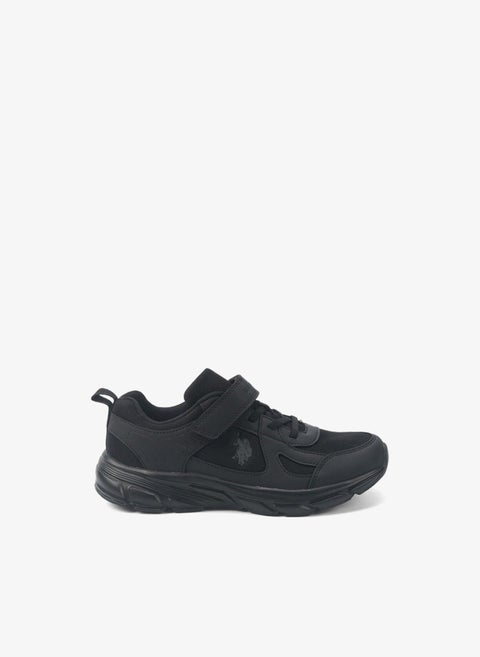 Kids' Black Velcro Strap Sneakers Shoes - Comfy, Cushioned Sole for All-Day Play!