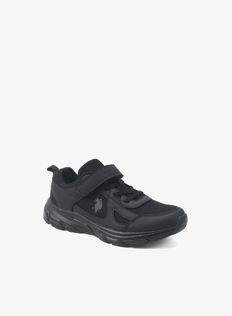 U.S. Polo Assn. black Kids' Black Velcro Strap Sneakers Shoes - Comfy, Cushioned Sole for All-Day Play!  | Best Price UAE