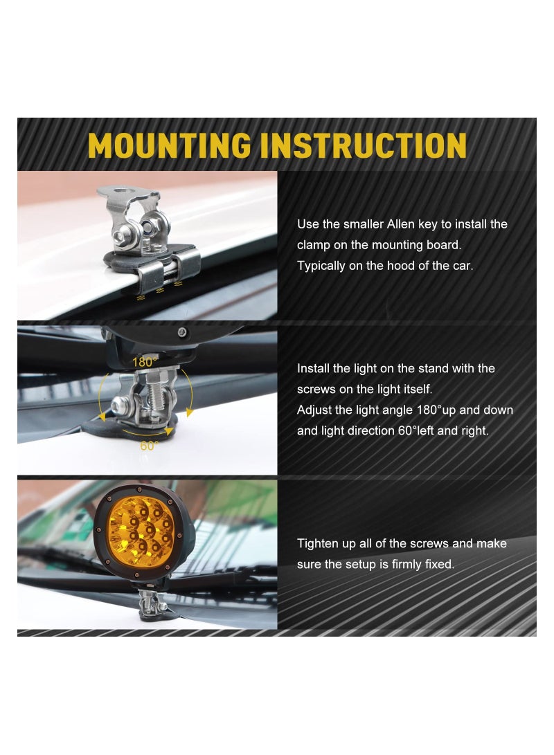 SYOSI 2 Pack Led Light Bar Mounting Brackets, Hood Led Pod Light Mount Universal Led Light Mounting Brackets Jeep Led Light Mounts Pod Light Holders for Off Road Jeep Truck Suv Without Installing Drill - Image 3