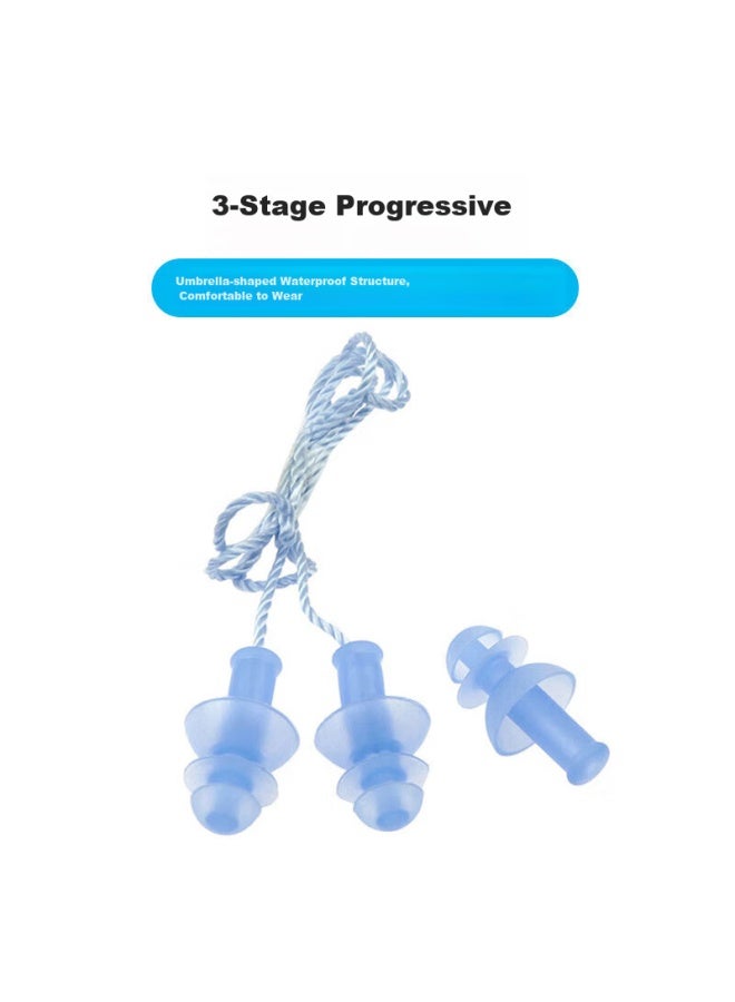 Yingfa Swimming Earplugs, Silicone Swim Ear Rope Spiral Earplugs, Soft Comfortable Professional Swimming Equipment, Blue - Image 4