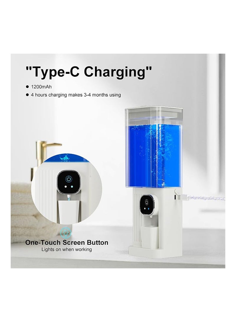 SYOSI Automatic Mouthwash Dispenser for Bathroom, 700mL(23.67 Oz) Wall Mounted Mouth Wash Dispenser with Magnetic Cups, Rechargable and 2 Dispensing Levels Mouth Pumb Dispenser for All Age Groups (White) - Image 4