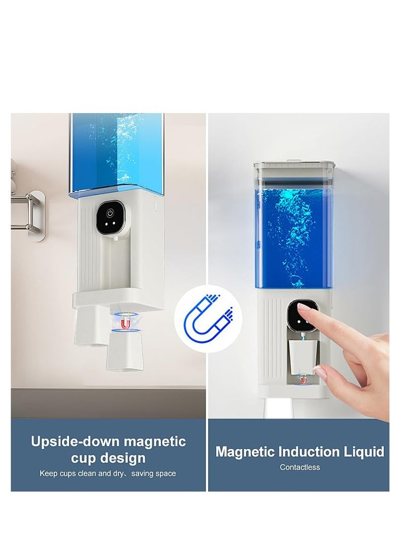 SYOSI Automatic Mouthwash Dispenser for Bathroom, 700mL(23.67 Oz) Wall Mounted Mouth Wash Dispenser with Magnetic Cups, Rechargable and 2 Dispensing Levels Mouth Pumb Dispenser for All Age Groups (White) - Image 3