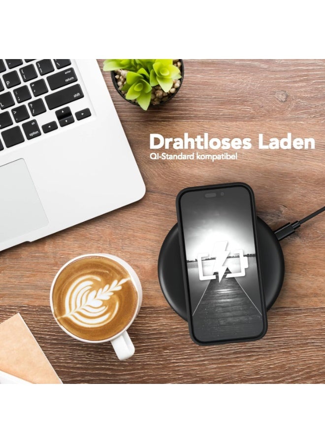 Compatible with iPhone 15 Case Slim Liquid Silicone 3 Layers Full Covered Soft Gel Rubber Phone Case Protective Cover (Color Black) - Image 2