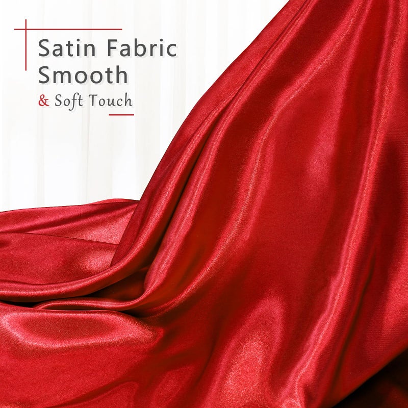 Entisn Red Satin Fabric by The Yard, Silky Fabric 60 Inch Charmeuse Satin Fabric, Soft Cloth Fabric for Wedding Decor, DIY Crafts, Napkins, Bridal Dress, Sewing(1 Yard) - Image 2