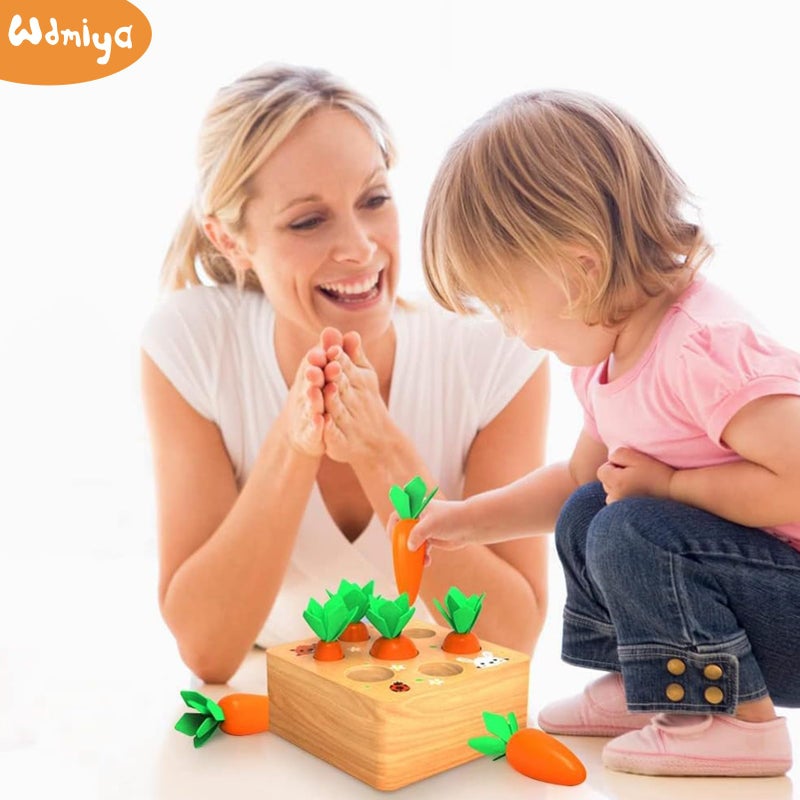 Wdmiya Montessoritoys for 1 Year Old, Wooden Toys Developmental Shape Sorting & Matching Puzzle Carrots Harvest Game, Birthday Gifts for Toddlers Babies Boys and Girls 6-12 Months Christmas - Image 2