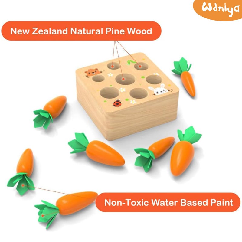 Wdmiya Montessoritoys for 1 Year Old, Wooden Toys Developmental Shape Sorting & Matching Puzzle Carrots Harvest Game, Birthday Gifts for Toddlers Babies Boys and Girls 6-12 Months Christmas - Image 3