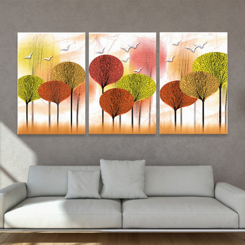 Marktna Three luxurious modern-designed canvas prints with a hollow frame, measuring (150×70), three pieces - Image 1