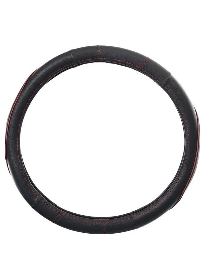 غطاء عجلة القيادة من الجلد - (اسود مع خط احمر) - Image 2