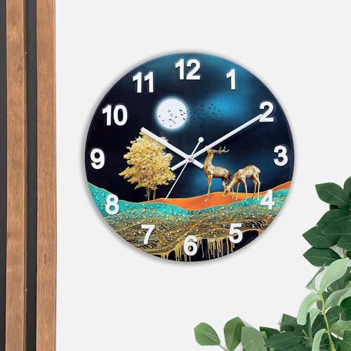 Masstone MDF Resin Crystal Embeded Without Glass Analog Wall Clock | Home Stylish Clock for Living Room | 40x40 CM | Pack of 1 (Multi-1) - Image 3