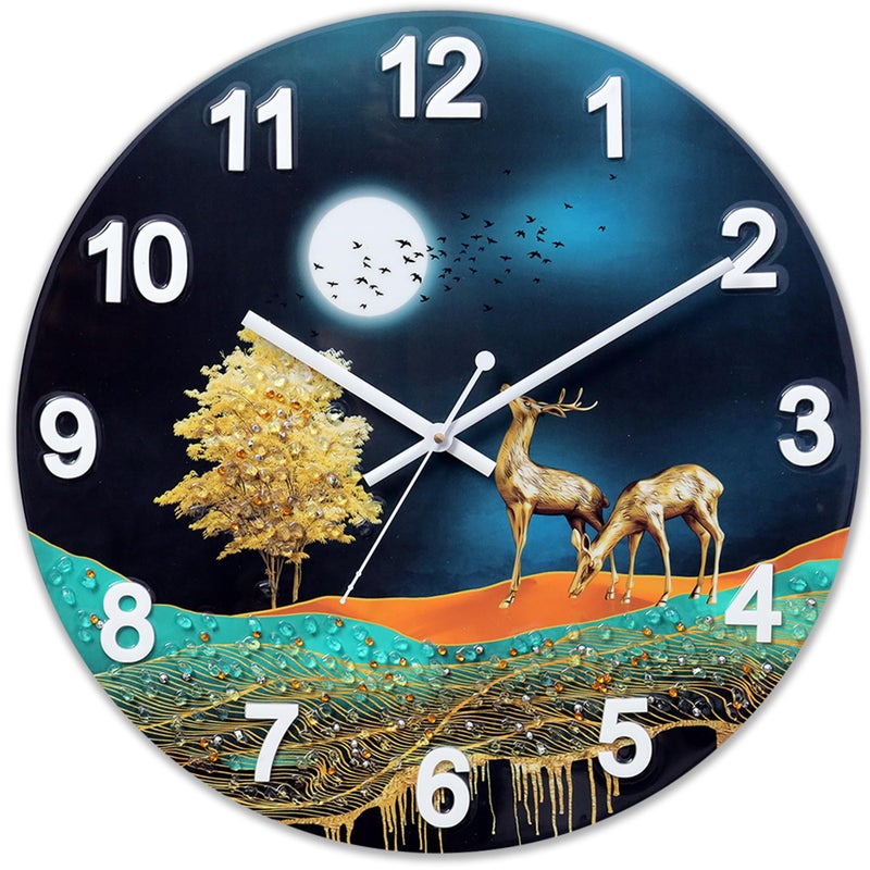 Masstone MDF Resin Crystal Embeded Without Glass Analog Wall Clock | Home Stylish Clock for Living Room | 40x40 CM | Pack of 1 (Multi-1) - Image 4