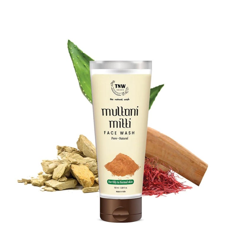 TNW - The Natural Wash TNWTHE NATURAL WASH Multani Mitti Face Wash 100ml  Enriched With Fullers Earth Sandal Wood Aloe Vera  Saffron  For Glowing  Purifies Skin  Paraben  Sulphate Free  Facewash For Men  Women - Image 1