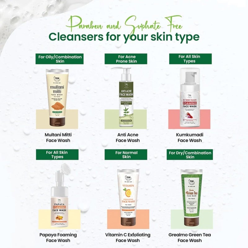 TNW - The Natural Wash TNWTHE NATURAL WASH Multani Mitti Face Wash 100ml  Enriched With Fullers Earth Sandal Wood Aloe Vera  Saffron  For Glowing  Purifies Skin  Paraben  Sulphate Free  Facewash For Men  Women - Image 5