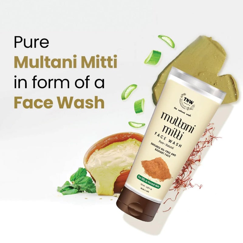 TNW - The Natural Wash TNWTHE NATURAL WASH Multani Mitti Face Wash 100ml  Enriched With Fullers Earth Sandal Wood Aloe Vera  Saffron  For Glowing  Purifies Skin  Paraben  Sulphate Free  Facewash For Men  Women - Image 4