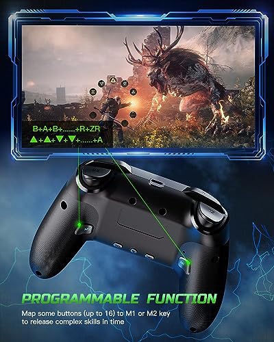 VOYEE Switch Controllers Compatible with Switch 2/Lite/OLED/PC Windows, 1000mAh Programmable RGB Lightning LED, Wireless Pro Controller with One Key Pairing/Wake Up/Turbo/Vibration - Image 3