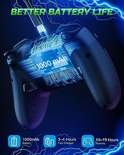 VOYEE Switch Controllers Compatible with Switch 2/Lite/OLED/PC Windows, 1000mAh Programmable RGB Lightning LED, Wireless Pro Controller with One Key Pairing/Wake Up/Turbo/Vibration - Image 5