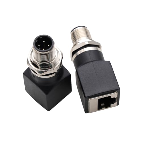 HangTon Network Adapter M12 4 pin DCoded Male to RJ45 Jack for Industrial Ethernet Switch Profinet EthernetIP EtherCat Machine Control Automation Sensor Encoder CAT5e CAT6 1Gbps Speed Waterproof - Image 3
