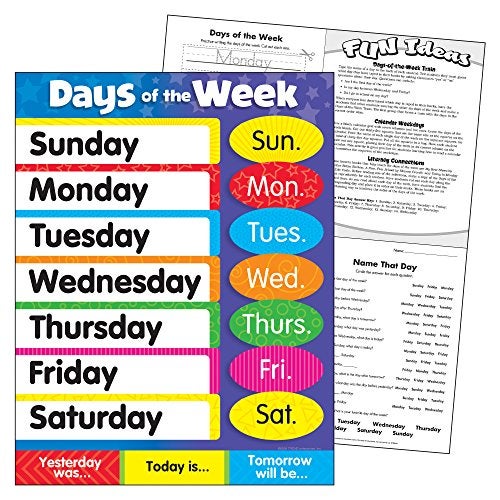 Trend Days of The Week Stars Learning Chart, Classroom Decor, 17" x 22" - Image 2