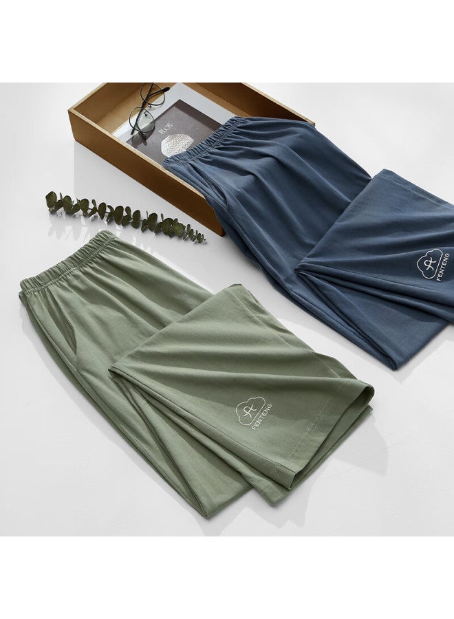 Fenton Fenteng Men'S Cotton Spring And Autumn Casual Long Pants Loose And Comfortable Home Pants Army Green 4Xl - Image 4