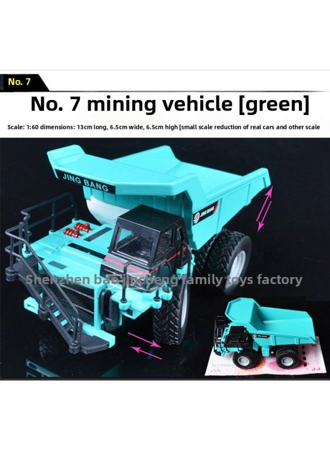 Jingbang 1:60 Alloy Excavator Forklift Truck Dump Truck Grab Wood Roller Engineering Truck Children's Toys-Color:Bulk: 1:60 Mine Car Green - Image 1