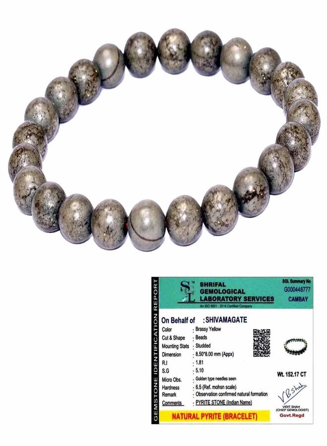 SHIVAMAGATE Raw Pyrite Bracelet for Men & Women - Certified Natural Crystal for Wealth, Prosperity & Confidence | Handmade Healing Astrology Energy Anxiety Relief & Good Luck Gift Jewelry Bracelet - Image 1