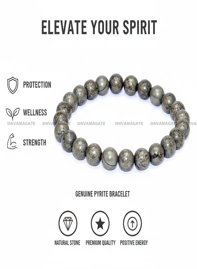 SHIVAMAGATE Raw Pyrite Bracelet for Men & Women - Certified Natural Crystal for Wealth, Prosperity & Confidence | Handmade Healing Astrology Energy Anxiety Relief & Good Luck Gift Jewelry Bracelet - Image 3