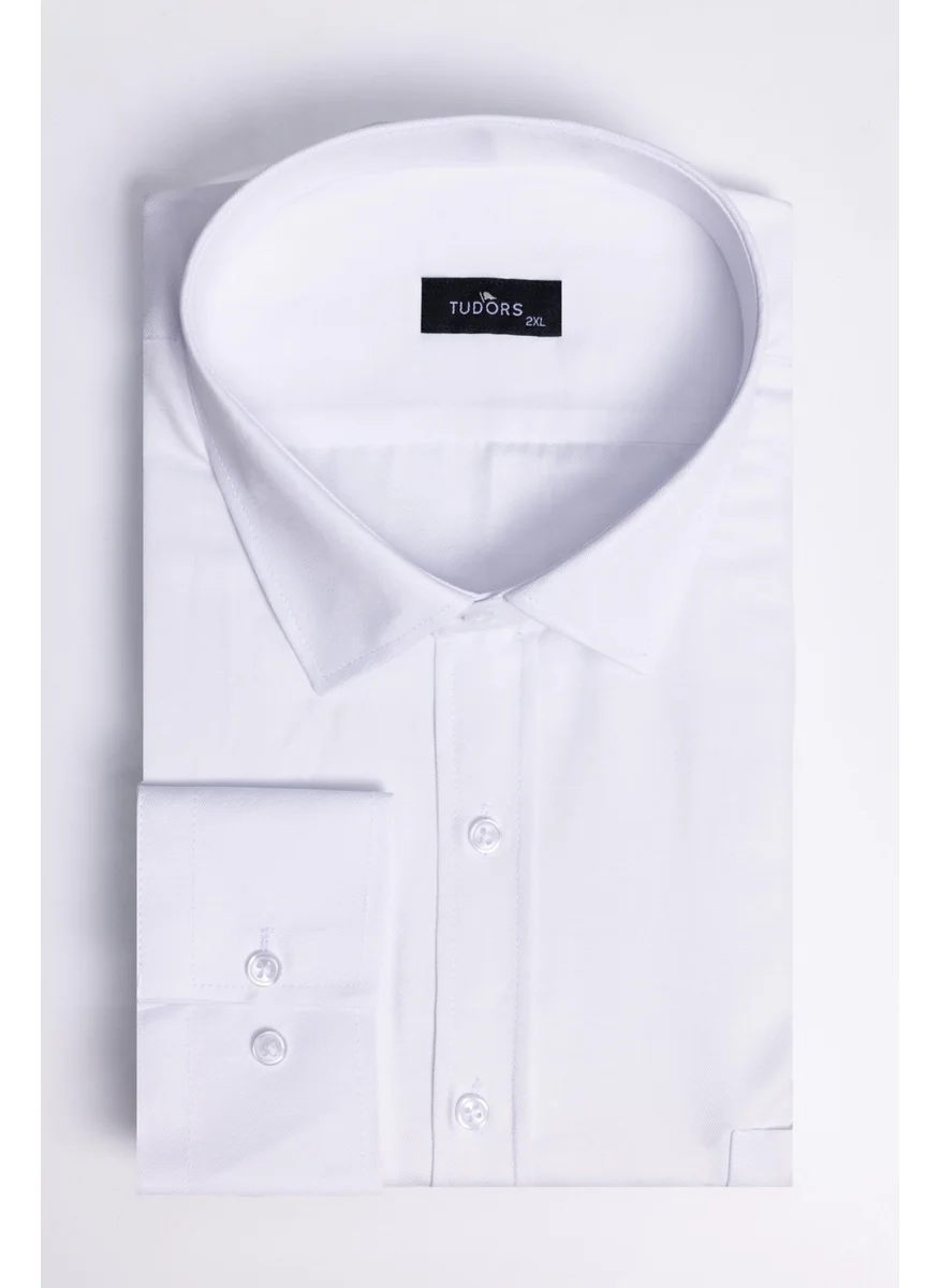 Tudors Plus Size Cotton Easy-Iron Plain White Men's Shirt