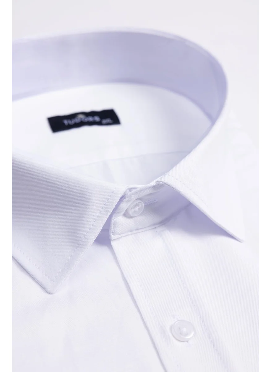 Tudors Plus Size Cotton Easy-Iron Plain White Men's Shirt