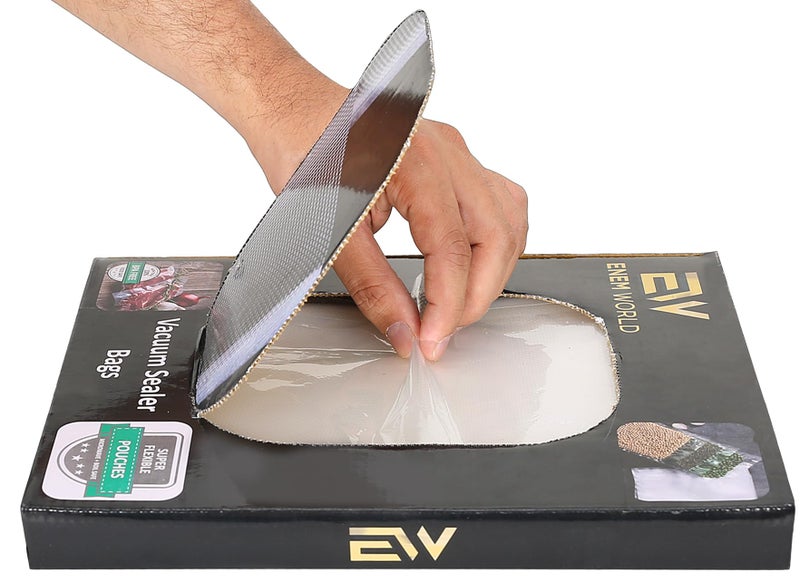 ENEM Vacuum Sealing Bags, 17cm x 25cm, Vacuum Sealing Machine Pouches, Food Grade & Microwaveable Pouches, 90 Micron Thickness, Pack of 50 - Image 1