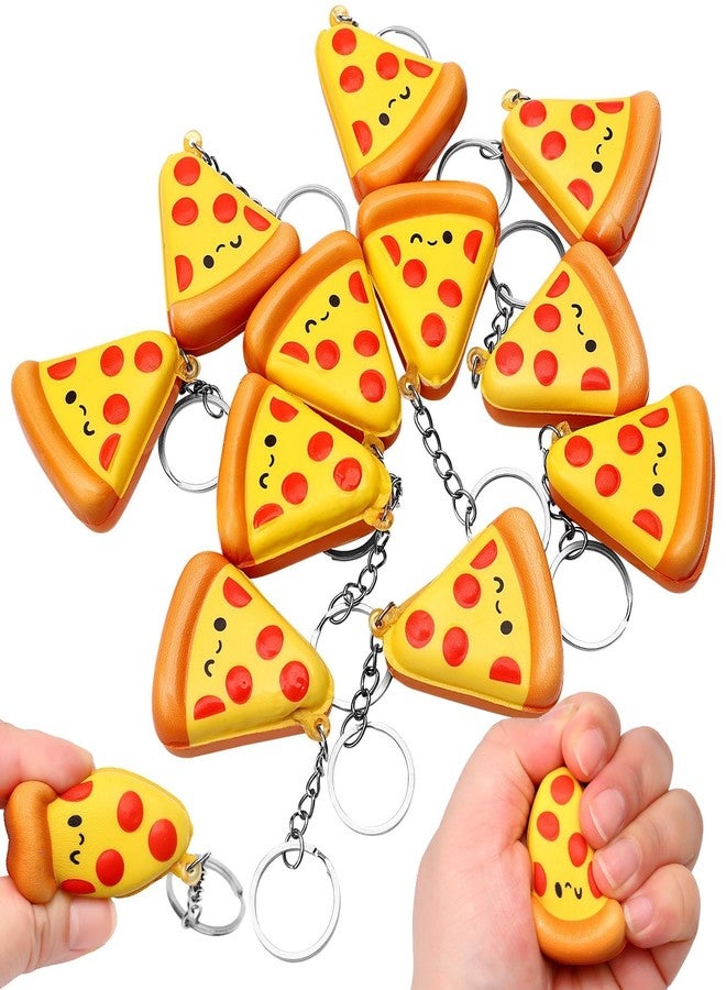 Furbeko Pizza Keychains Bulk Stress Relief Pizza Keyring Pizza Birthday Party Supplies Pizza Theme Food Keychain Gifts for Women Men Pizza Party Favors School Prizes Party Bag Gift Fillers (24) - Image 3