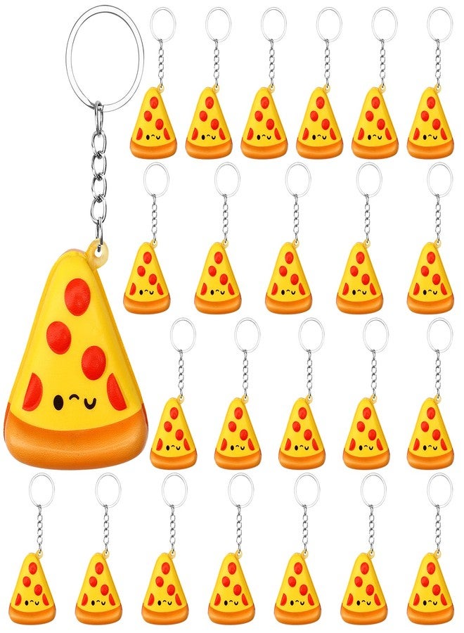 Furbeko Pizza Keychains Bulk Stress Relief Pizza Keyring Pizza Birthday Party Supplies Pizza Theme Food Keychain Gifts for Women Men Pizza Party Favors School Prizes Party Bag Gift Fillers (24) - Image 1
