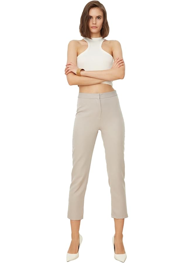 ترينديول بنطلون نسائي أساسي بخصر عالٍ وساق مستقيمة - Image 1