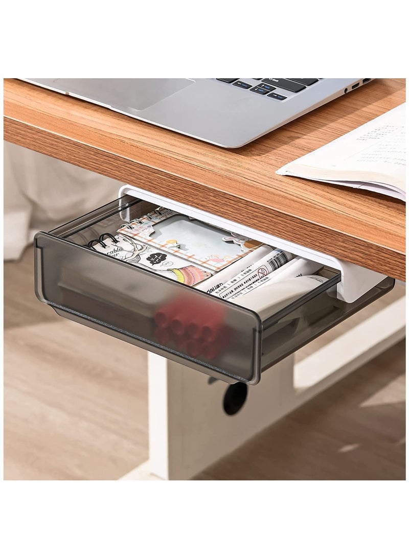 Arabest - Under Desk Storage Drawer, Slide-out Under Desk Drawer with Handle, Self-adhesive Hidden Drawer Box for Office, Home, Kitchen, School, Black - Image 1
