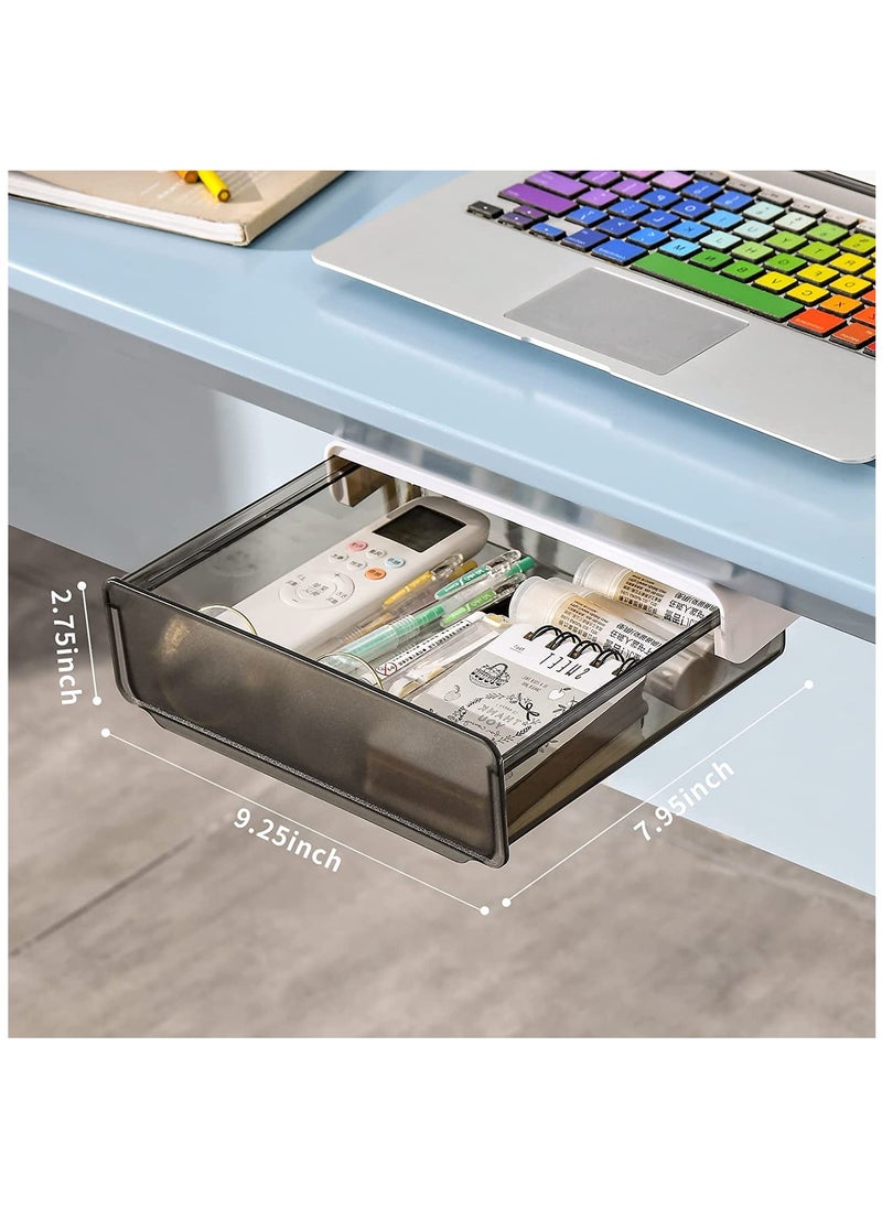 Arabest - Under Desk Storage Drawer, Slide-out Under Desk Drawer with Handle, Self-adhesive Hidden Drawer Box for Office, Home, Kitchen, School, Black - Image 1