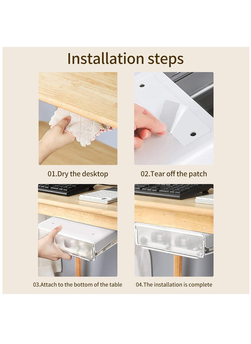 Arabest - Under Desk Storage Drawer, Slide-out Under Desk Drawer with Handle, Self-adhesive Hidden Drawer Box for Office, Home, Kitchen, School, Black - Image 1