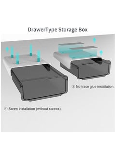 Arabest Under Desk Storage Drawer, Slide-out Under Desk Drawer with Handle, Self-adhesive Hidden Drawer Box for Office, Home, Kitchen, School, Black  - Image 5