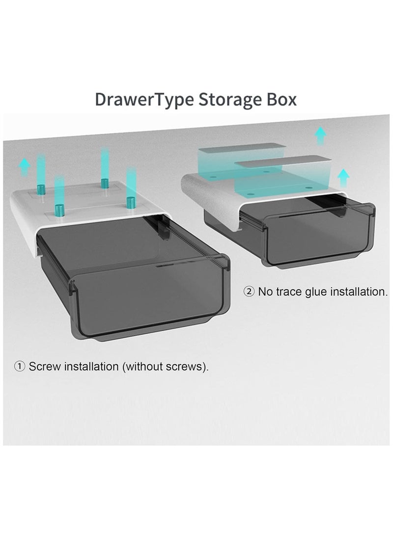 Arabest - Under Desk Storage Drawer, Slide-out Under Desk Drawer with Handle, Self-adhesive Hidden Drawer Box for Office, Home, Kitchen, School, Black - Image 1