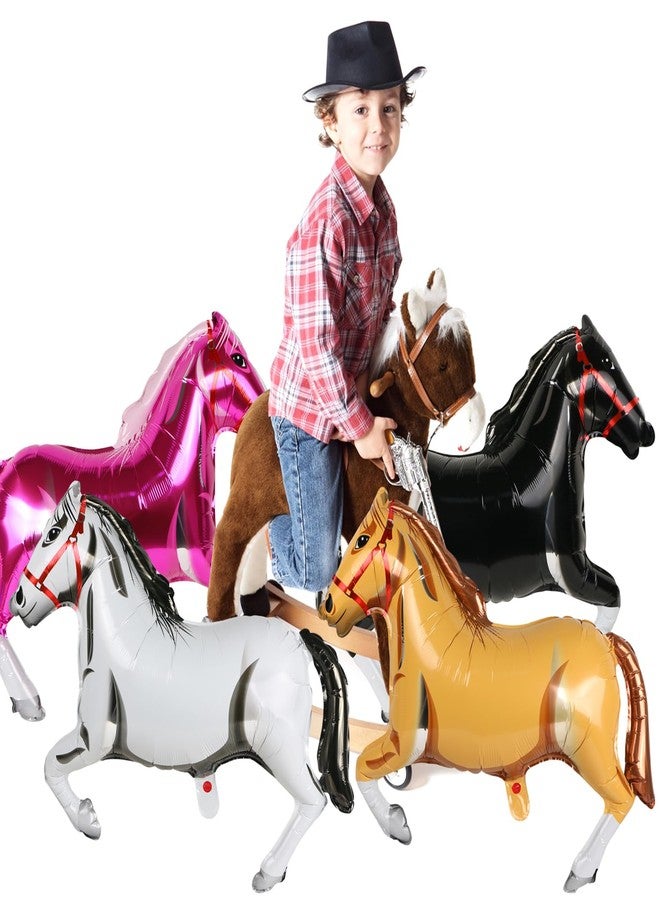 EVERMARKET 5 Pieces 30 Inches Horse Balloon Horse-Shaped Balloons Aluminum Foil Horse Themed Party Balloons Horse Themed Balloon Decorations for Birthday Baby Shower Cowboy Party - Image 5