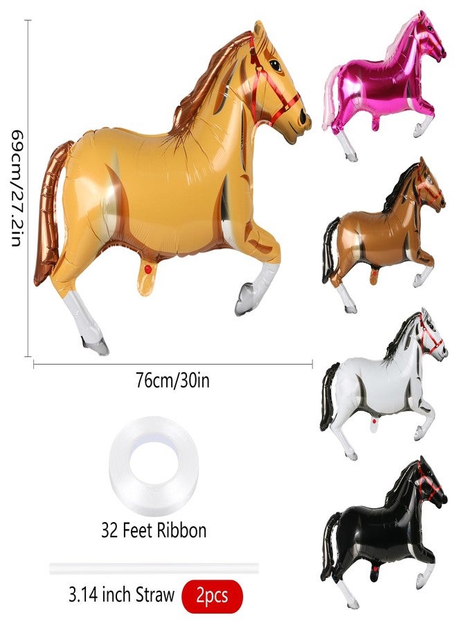 EVERMARKET 5 Pieces 30 Inches Horse Balloon Horse-Shaped Balloons Aluminum Foil Horse Themed Party Balloons Horse Themed Balloon Decorations for Birthday Baby Shower Cowboy Party - Image 2