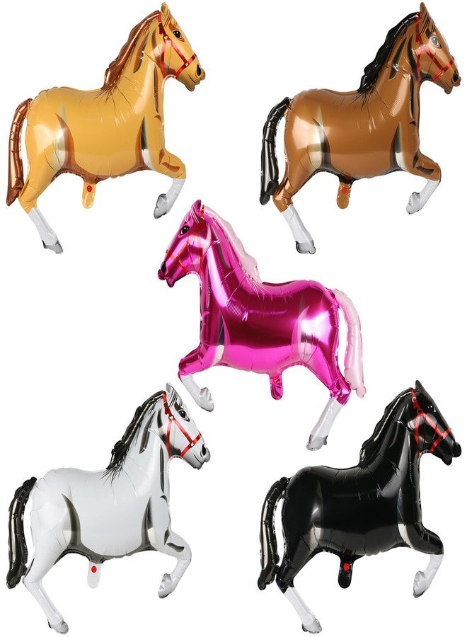 EVERMARKET 5 Pieces 30 Inches Horse Balloon Horse-Shaped Balloons Aluminum Foil Horse Themed Party Balloons Horse Themed Balloon Decorations for Birthday Baby Shower Cowboy Party - Image 1