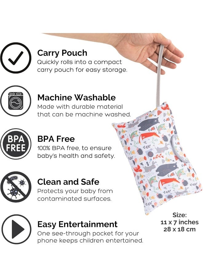 suessie Shopping Cart Cover for Baby or Toddler | 2-in-1 High Chair Cover | Compact Universal Fit | Unisex for Boy or Girl | Includes Carry Bag | Machine Washable | Fits Restaurant Highchair | Forest Animals - Image 5