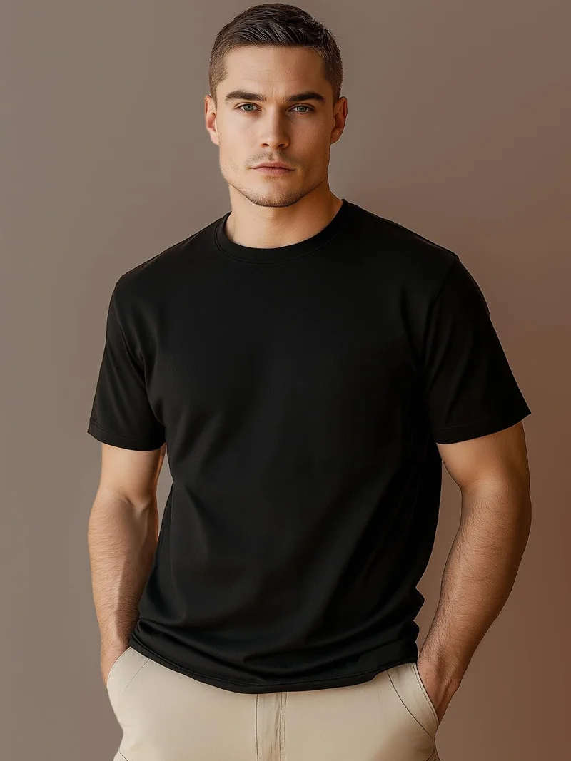 NOBERO Men's Solid Cotton T-Shirt Pack of 3