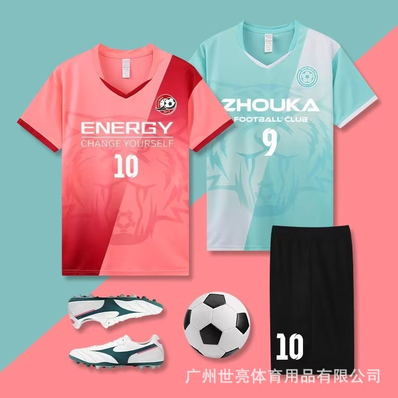 Football Uniform Suit Men'S Adult Children'S Competition Training Uniform Short-Sleeved Sports Team Uniform Men'S And Women'S Student Jersey Printing Batch - Image 2