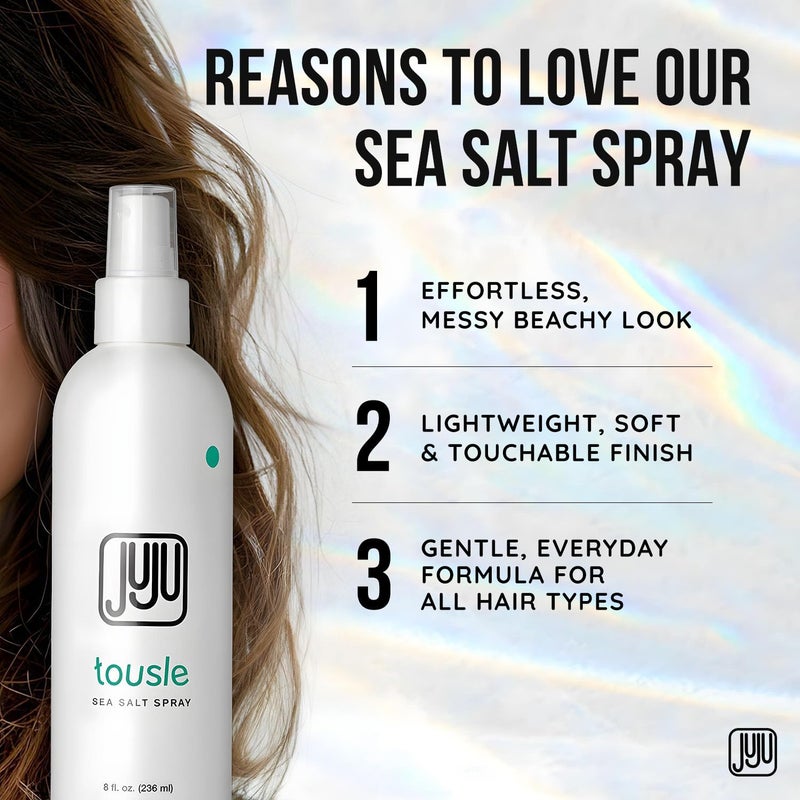 Juju Tousle sea Salt Spray Men & Women 8 Fl Oz Founded in California (New Clean Formula) - Natural Sea Salt Spray Hair, Hair Texturizer for Women, Fragrance-Free Texture Sprays, Surfer Texturizer for Men - Image 5