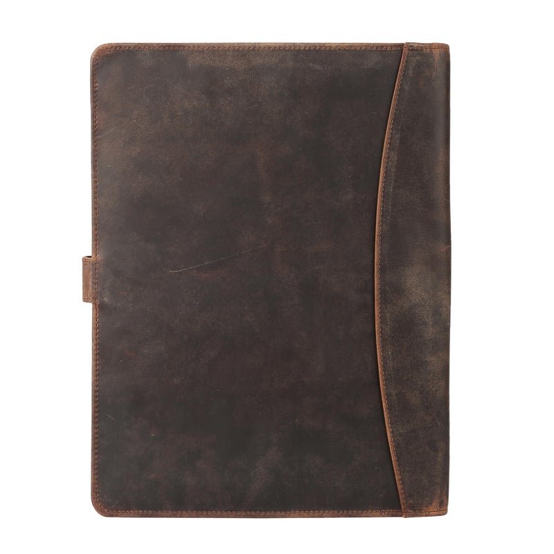 KomalC Leather Portfolio Folder with Luxury Pen and Button Closure | Business Padfolio for Professionals | Vintage Organizer with Legal Pad Holder & Card Slots (Distressed Tan) - Image 4