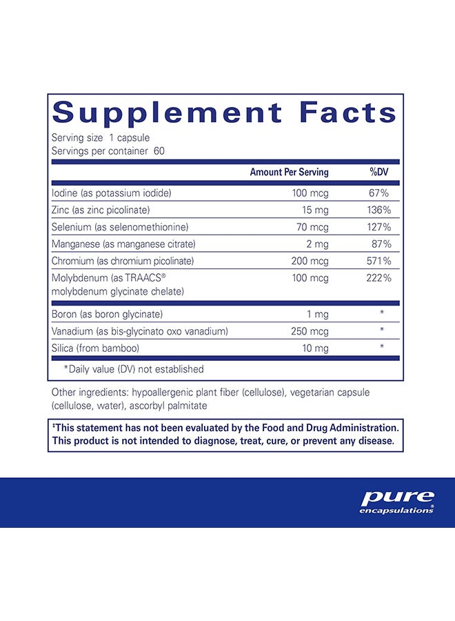 Pure Encapsulations Trace Minerals 60 Capsules - Image 2
