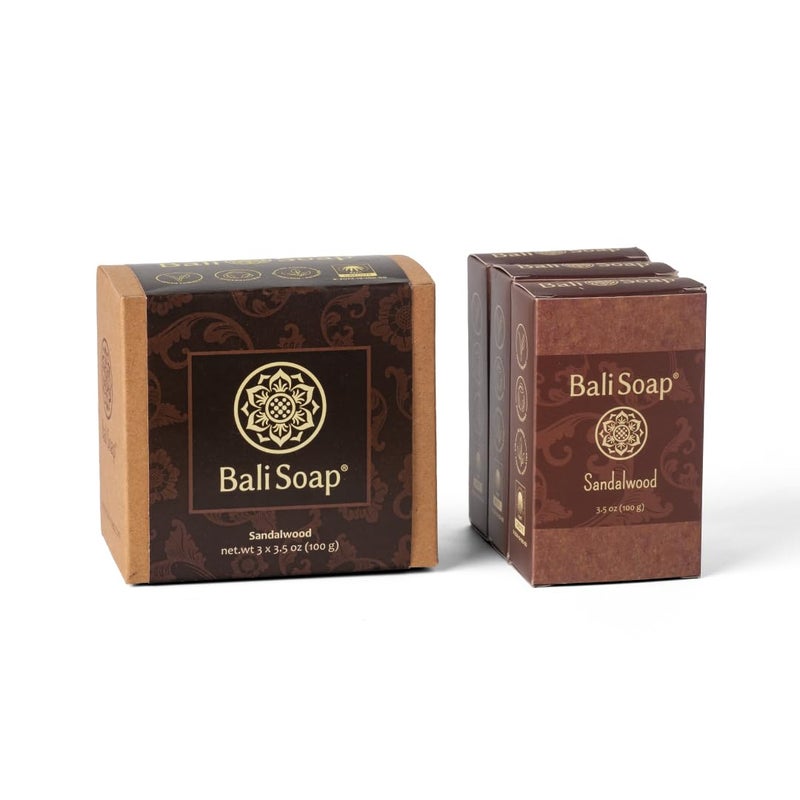Bali Soap - Sandalwood Natural Bar Soap for Men & Women - Botanical, Cold Process, Vegan, Handmade, Exfoliating - 3 Pack, 3.5 Oz each - Image 2