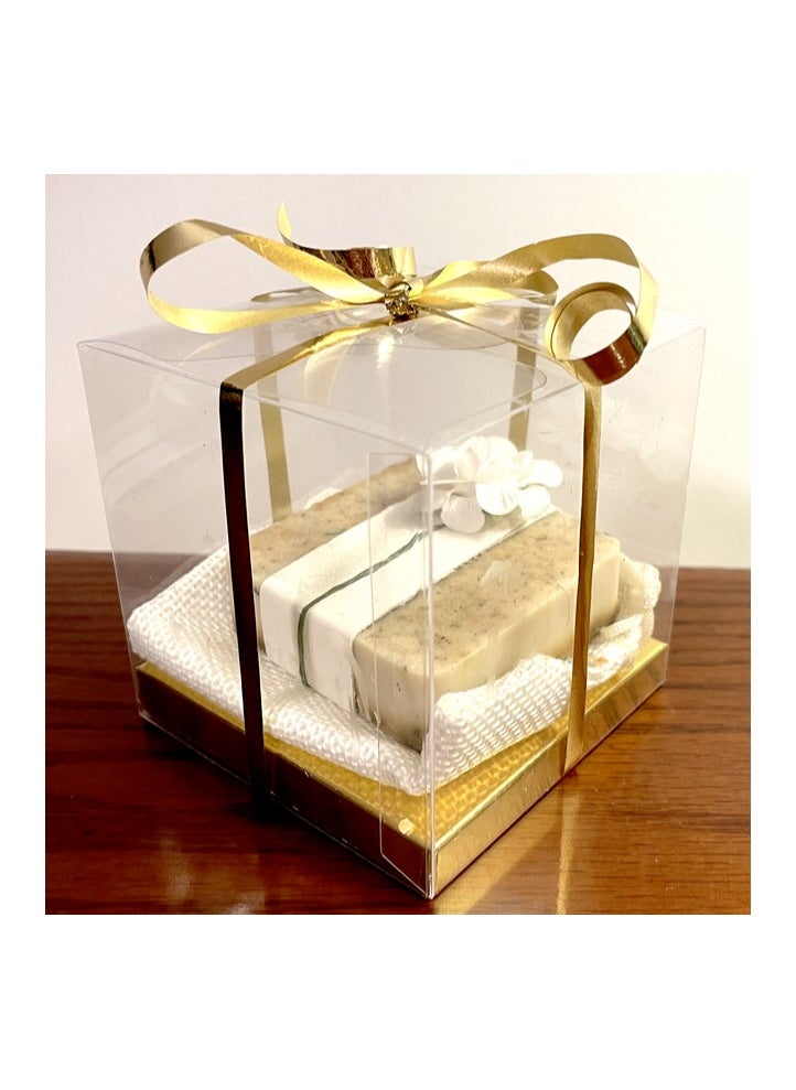 Undefined Hammont Clear Plastic Gift Box Beautiful Clear Gift Box With Base Lid And Bow Tie Perfect Box For Cakes Pastries Cookies Cupcakes And Party Favors Gold  - Image 2