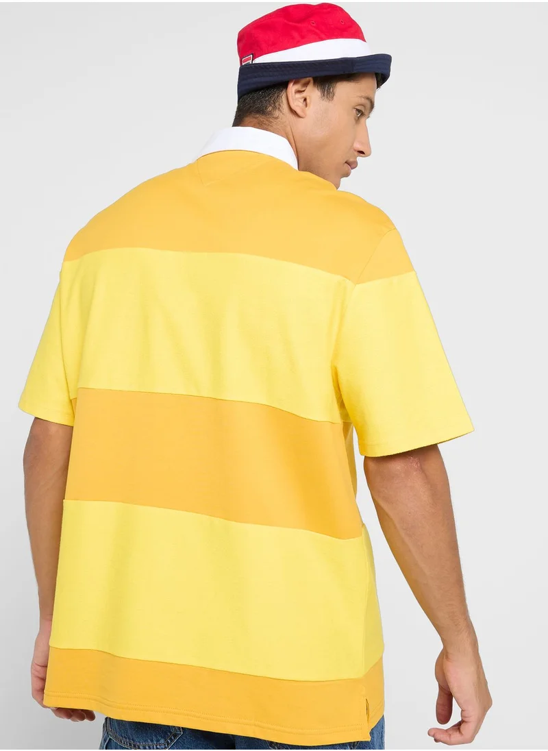 TOMMY JEANS Logo Print Striped Polo