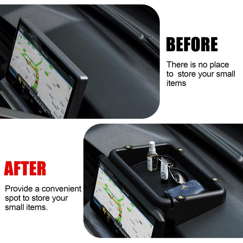 HOUCLEMIC Dashboard Behind Screen (8-Inch) Storage Box for 2026 2025 2024 Toyota Tacoma & 2025 2026 4runner Accessories, Center Console Organizer Tray with Anti-Slid Pad for 4th Gen Tacoma (8 Inch Screen only) - Image 4