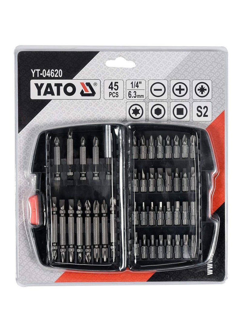 Yato Yato YT-04620 Stainless steel Screwdriver Bit Set of 45 Pieces for 1/4 Inch drive|AISI S2 steel Screwdriver Bits for Drill, Furniture Carpenter, Electrician|Home & Professional Car Automotive tool kit  - Image 4